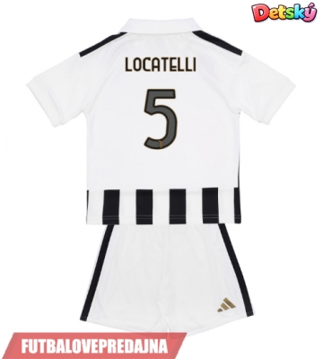 Lacne Dětský Futbalové dres Juventus Manuel Locatelli #5 2026-27 Krátky Rukáv - Domáci (+ trenírky)
